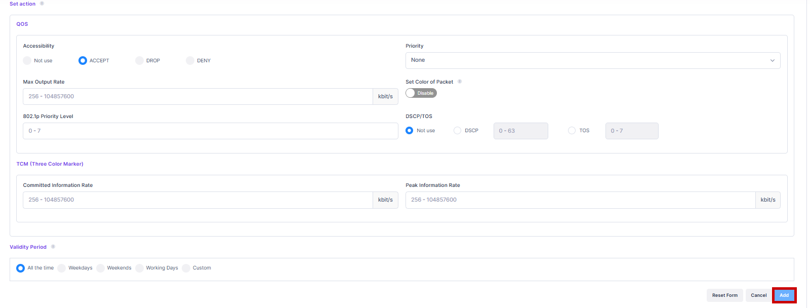 New Access Role Profile set actions - OmniVista Cirrus 10.5.1-20250714-160421.png