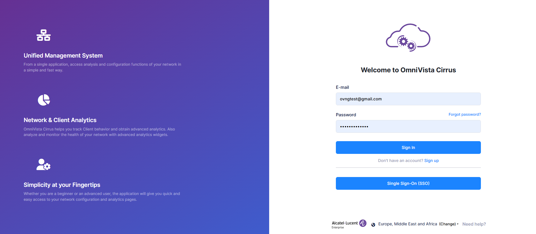 Omnivista cirrus login with SSO option OVC 10.5.2-20260127-071127.png