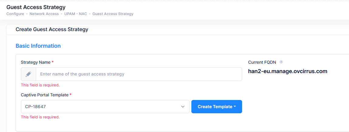 Create basic info Guest Access Strategy - OmniVista Cirrus 10.5.1-20250523-093642.png
