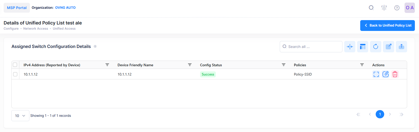 Unified Policy List details assigned device - OmniVista Cirrus 10.5.1-20250515-084342.png