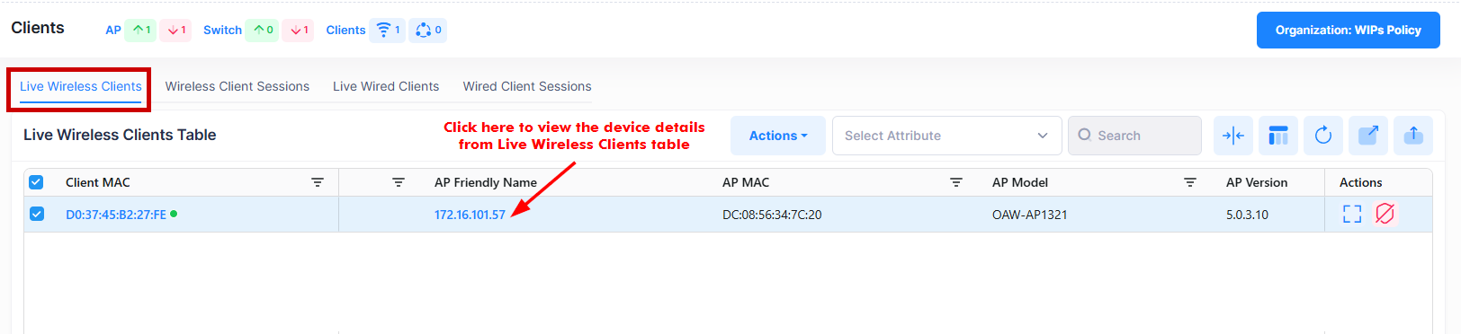 Live wireless clients devicedetail - OmniVista Cirrus 10.5.1-20250801-100313.png