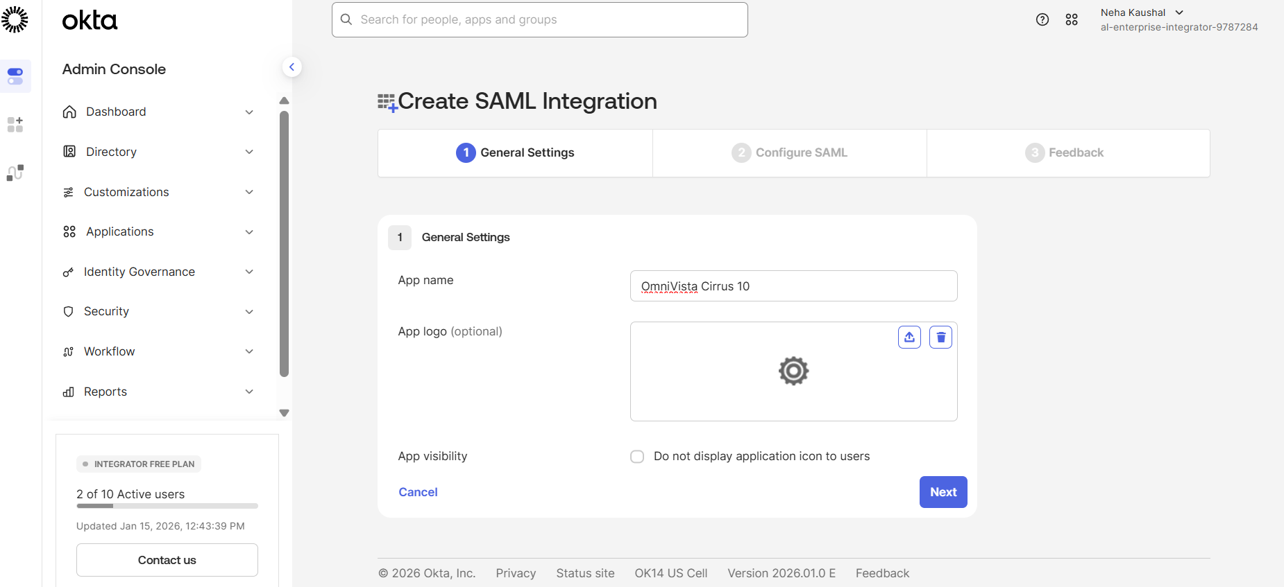 Okta App integration basic settings OCV 10.5.2-20260115-100853.png