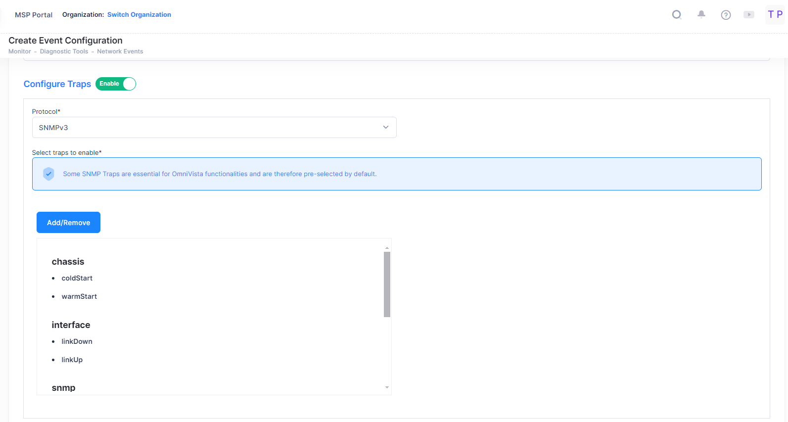 configure traps for switch-Event Configuration - OmniVista Cirrus 10.4.2-20240215-153139.png