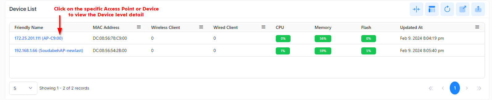 Network Analytics-device list-view device detail - OmniVista Cirrus 10.4.2-20240209-144204.png