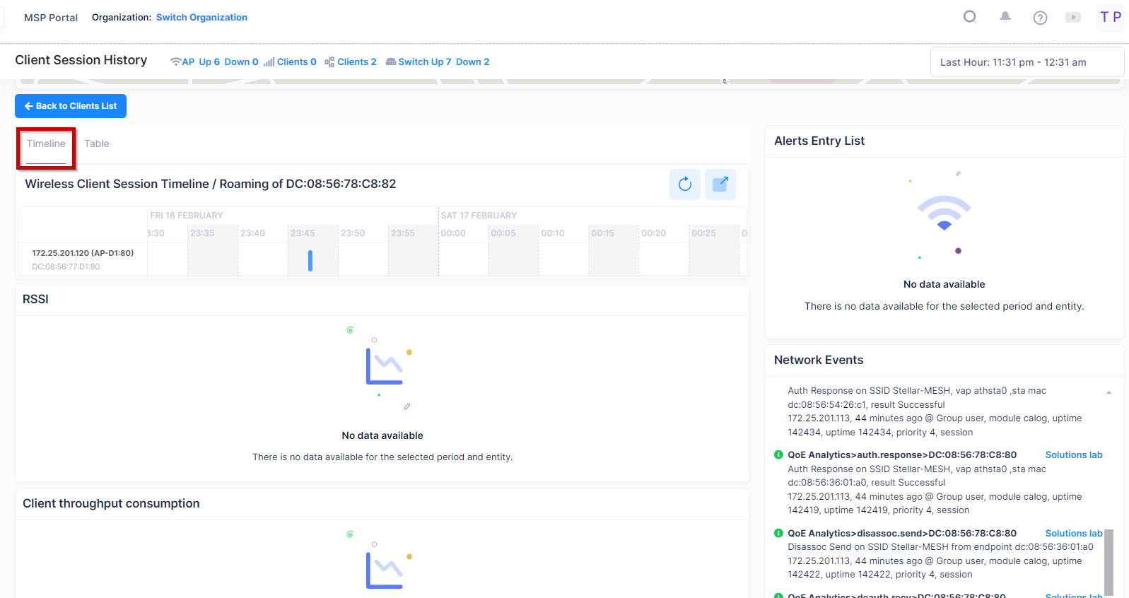 Timeline mode wireless Client Detail - OmniVista Cirrus 10.4.2-20240216-190605.png