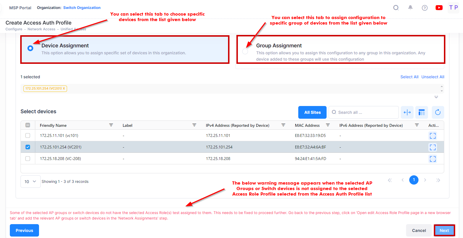 Create Access Auth Profile-device selection - OmniVista Cirrus 10.4.3-20240909-075151.png