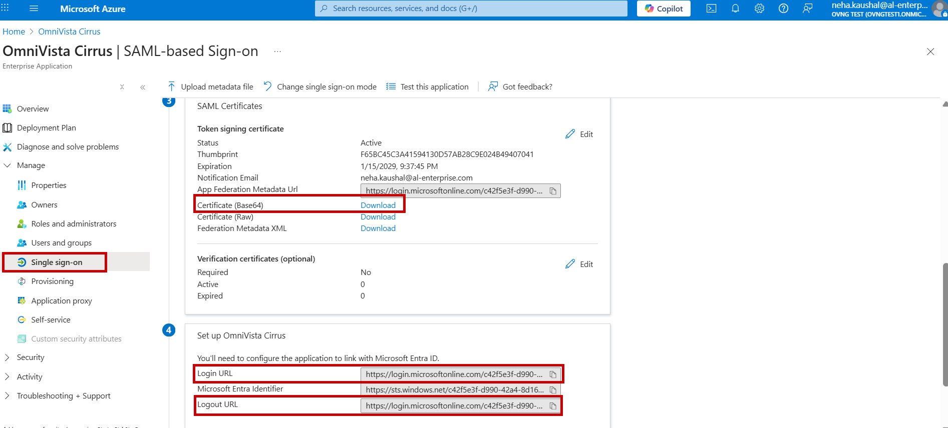 Azure IdP side info for SSO settings OVC 10.5.2-20260116-123719.png
