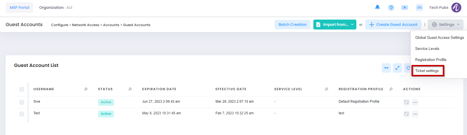 Guest Accounts-ticket settings - OmniVista Cirrus 10.3-20230414-173834.png